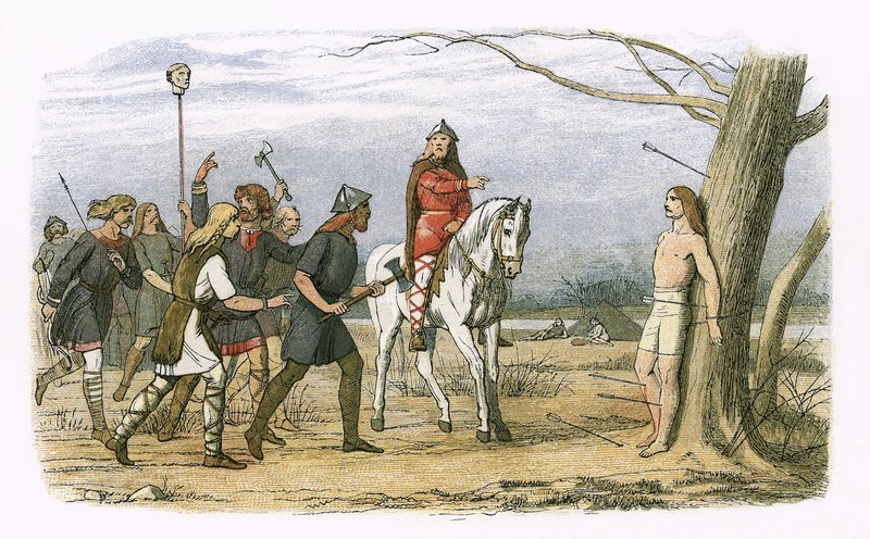 Doğu Anglia Kralı Edmund Danimarkalılar tarafından öldürüldü by James William Edmund Doyle