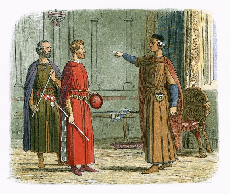 Kral Edward, lord mareşali tehdit ediyor by James William Edmund Doyle