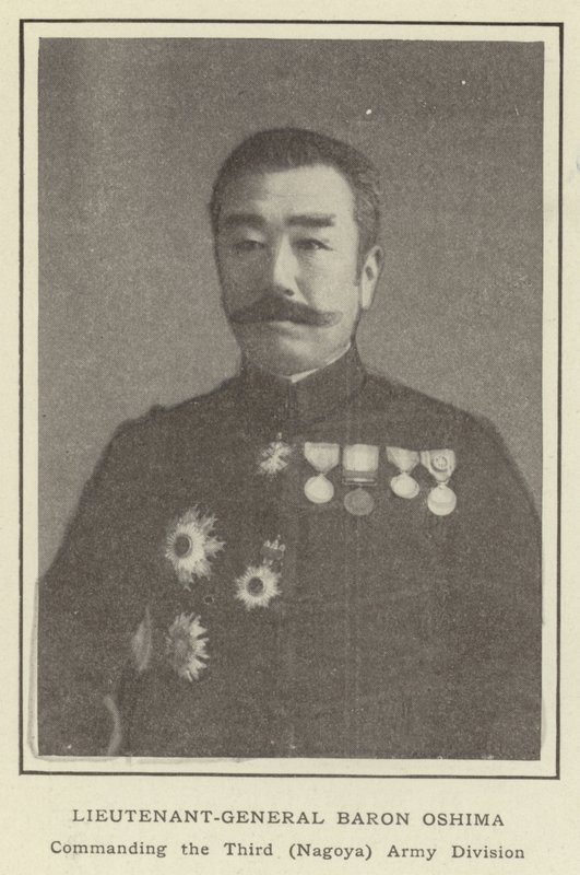 Korgeneral Baron Oshima, Üçüncü (Nagoya) Ordu Tümeni Komutanı by Japanese Photographer