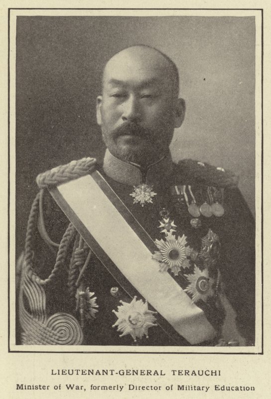 Korgeneral Terauchi, Savaş Bakanı, eski Askeri Eğitim Müdürü by Japanese Photographer