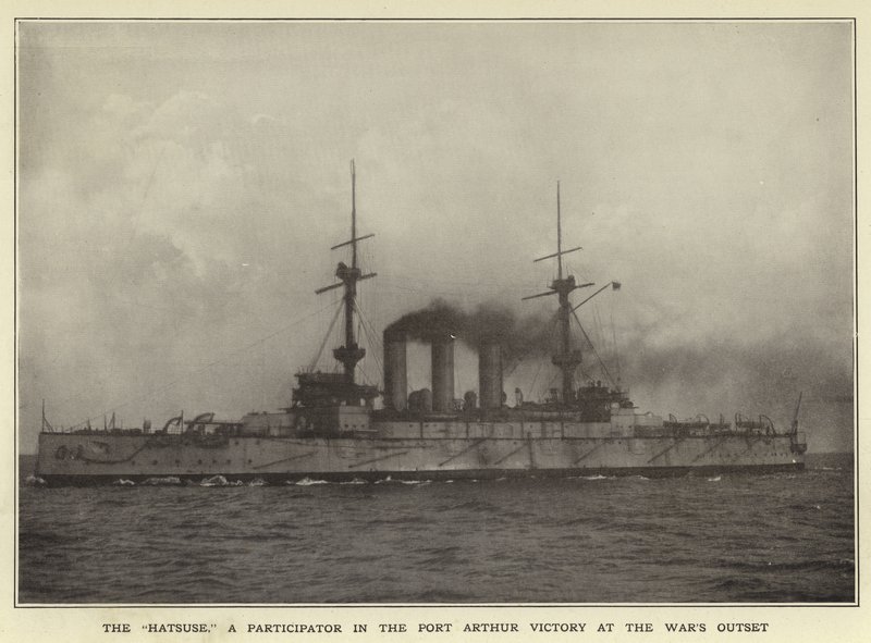 Savaşların başlangıcında Port Arthur zaferine katılan Hatsuse by Japanese Photographer