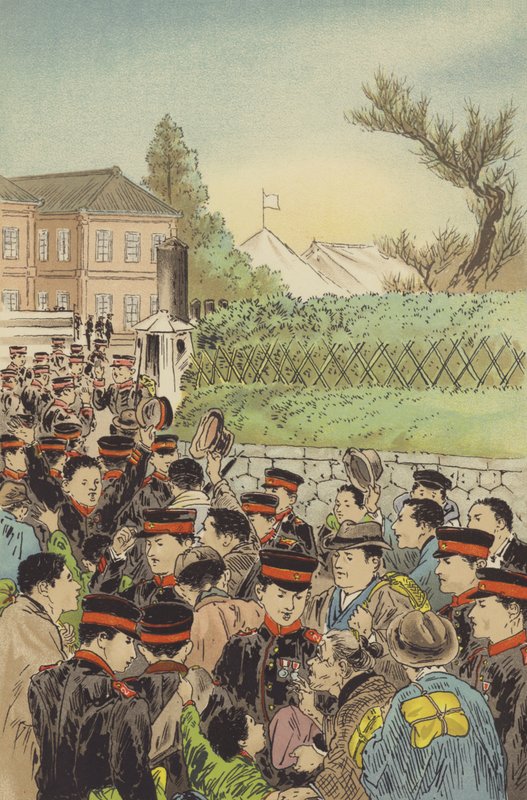 İmparatorluk Muhafızlarının Yedeklerinin Renklere Çağrılması (kromolitho) by Japanese School