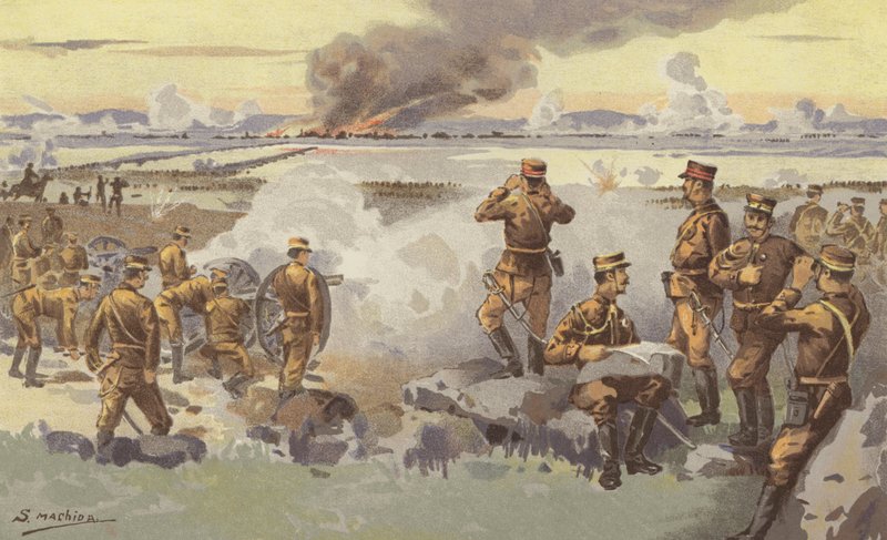 Topçumuzun (chromolitho) Liao-yang'ı Bombardıman etmesi by Japanese School