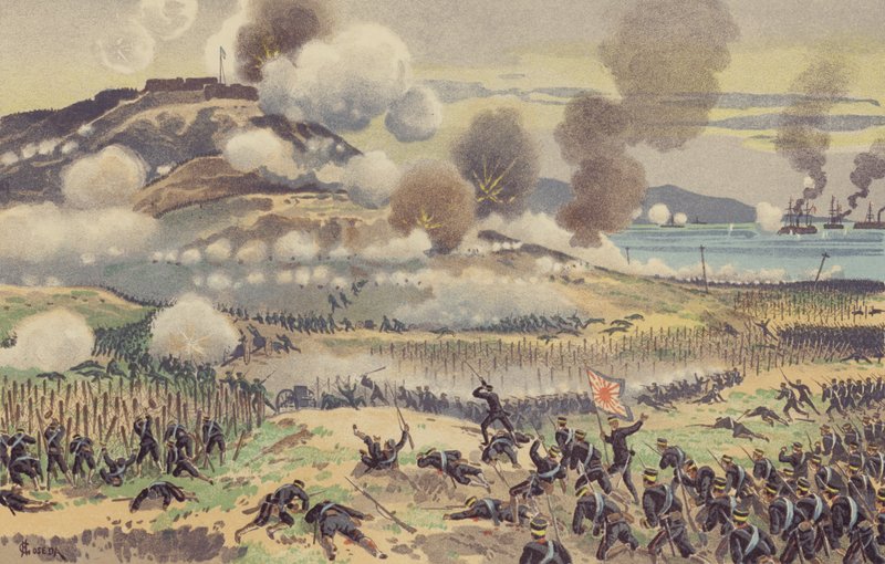 Nanshan'daki Şiddetli Savaş (chromolitho) by Japanese School
