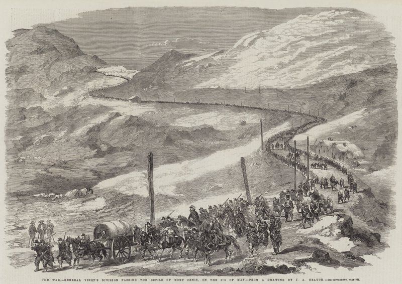Savaş, General Vinoy'un Tümeni 5 Mayıs'ta Mont Cenis Kirliliğini Geçiyor by Jean Adolphe Beauce