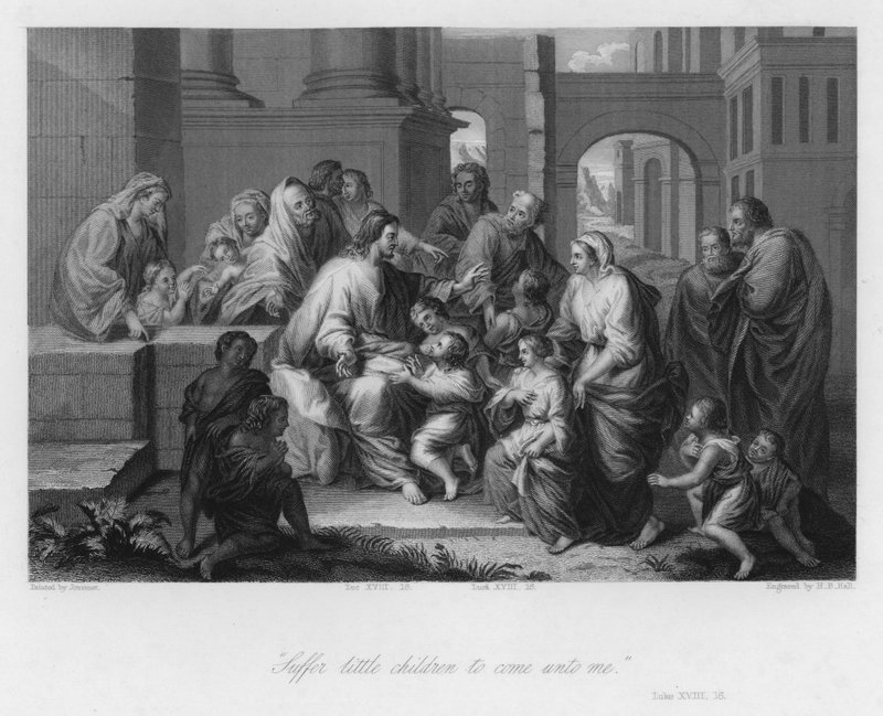 Küçük Çocukları kutsayan İsa, Luka XVIII by Jean Baptiste (after) Jouvenet