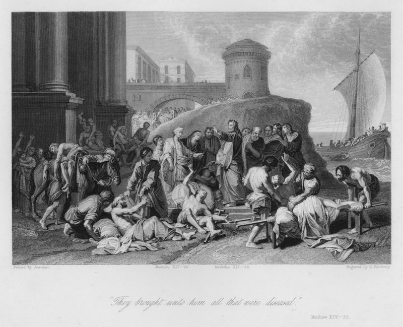 İsa Hastaları İyileştiriyor, Matta XIV, 35 (gravür) by Jean Baptiste (after) Jouvenet