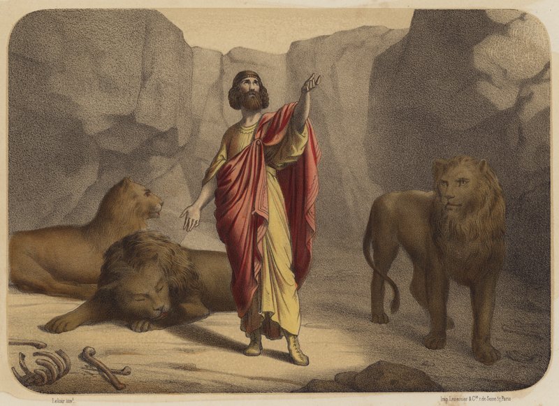 Daniel Aslan İninde by Jean Baptiste Auguste Leloir