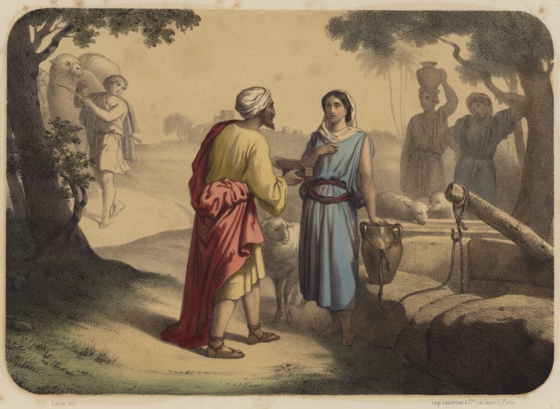 Eliezer Et Rebecca by Jean Baptiste Auguste Leloir