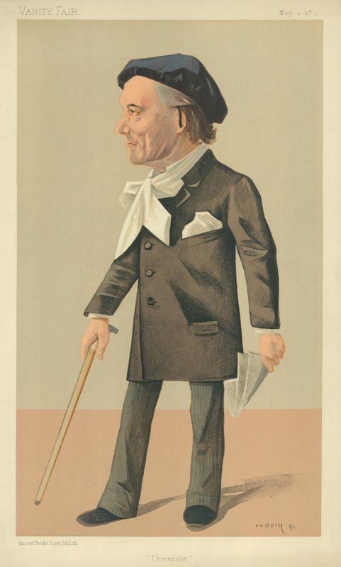 M Victorien Sardou, Thermidor, 2 Mayıs 1890, Vanity Fair karikatürü by Jean Baptiste Guth