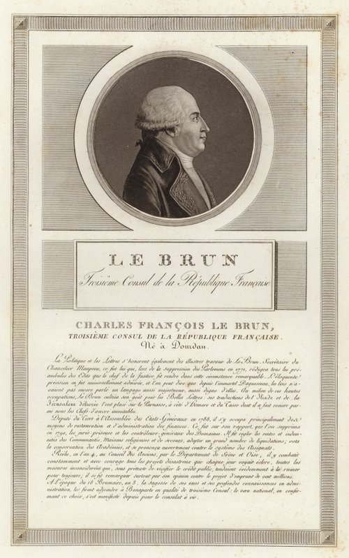 Charles-Francois Lebrun, Plaisance Dükü portresi by Jean Duplessi Bertaux