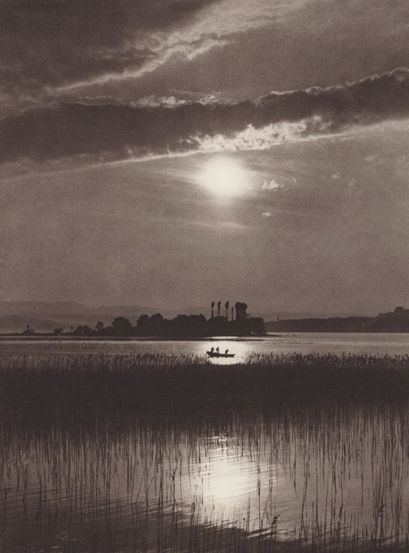İsviçre: Zürih Gölü, Akşam (s/b fotoğraf) by Jean Gaberell