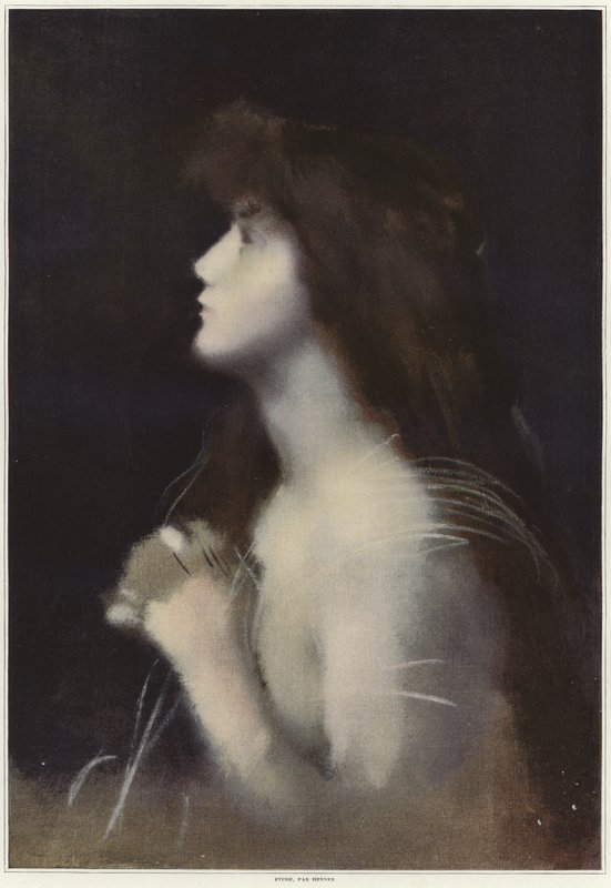 Bir kadının çalışması by Jean Jacques Henner