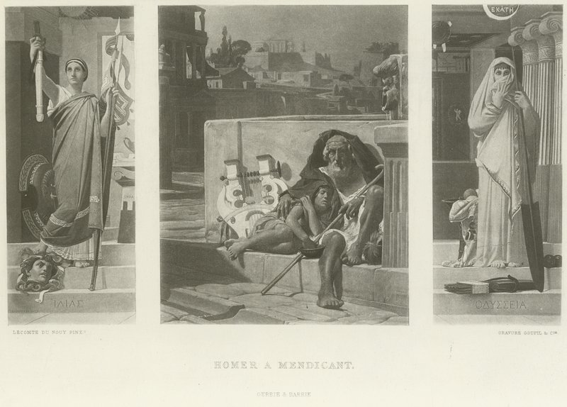 Homer bir dilenci (gravür) by Jean Jules Antoine Lecomte du Nouy