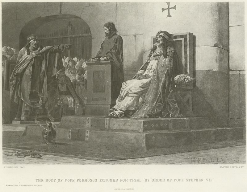The body of Pope Formosus exhumed for trial by order of Pope Stephen VII (gravure) by Jean Paul Laurens