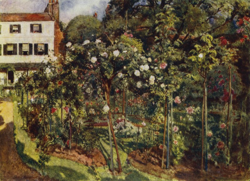 Grove, Highgate, Bahçe ve Ev Manzarası (renkli taş) by Jessie MacGregor