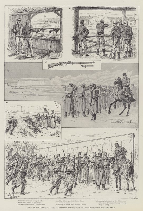 Kıta Orduları, Avusturya Piyade Yeni Mannlicher Tekrarlayan Tüfek ile Pratik Yapıyor by Johann Nepomuk Schonberg