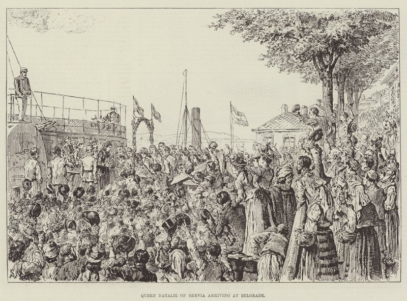 Queen Natalie of Servia arriving at Belgrade  by Johann Nepomuk Schonberg