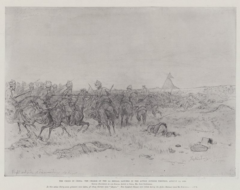 Çin'deki Kriz, Tientsin Dışındaki Eylemde 1. Bengal Mızraklı Askerlerinin Suçlanması, 19 Ağustos 1900 by Johann Nepomuk Schonberg