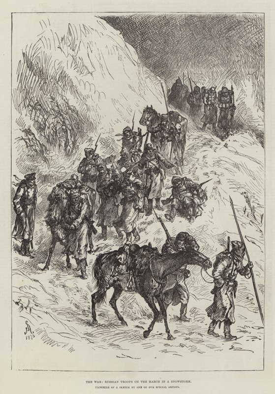 Savaş, Rus Birlikleri Martta Kar Fırtınasında by Johann Nepomuk Schonberg
