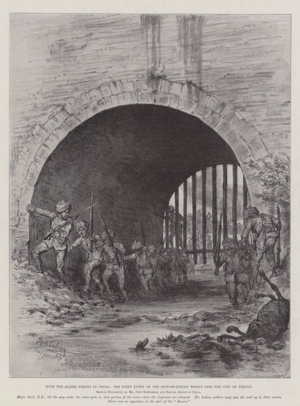Çin'deki Müttefik Kuvvetler ile İngiliz-Hint Birliklerinin Pekin Şehrine İlk Girişi by Johann Nepomuk Schonberg