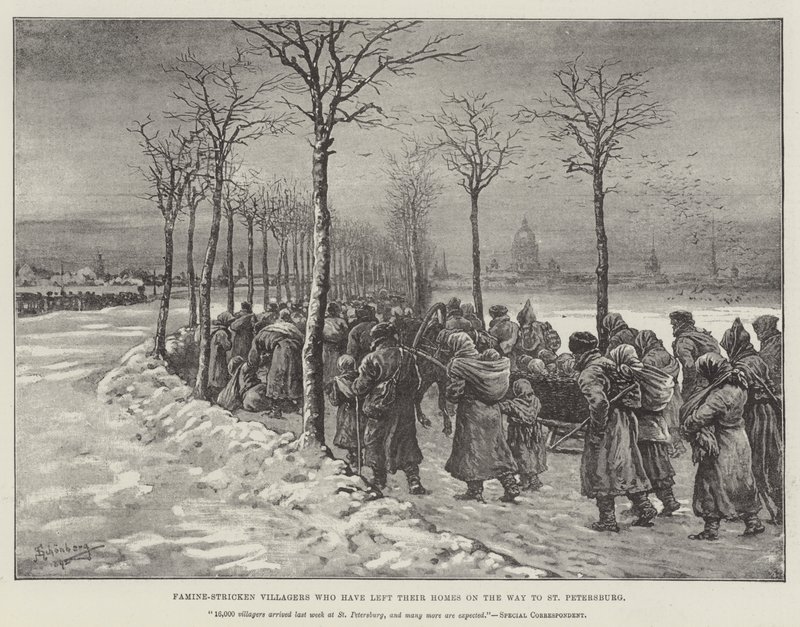 St Petersburg Yolunda Evlerini Terk Eden Kıtlık Çeken Köylüler by Johann Nepomuk Schonberg