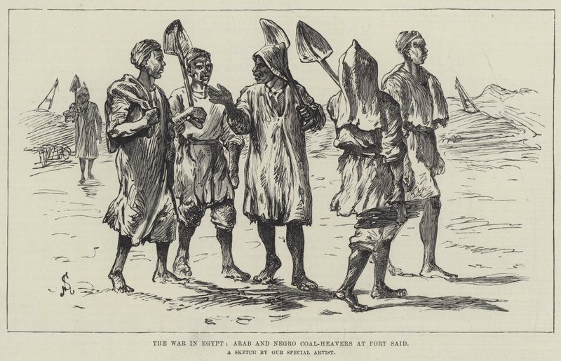 Mısır'daki Savaş, Araplar ve Port Said'deki Kömür Taşıyıcıları by Johann Nepomuk Schonberg