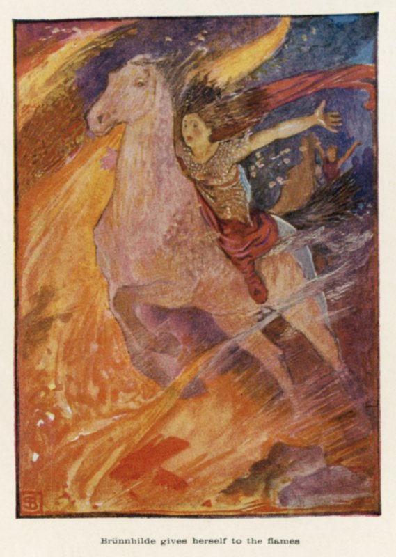 Brunnhilde kendini alevlere teslim etti by John Byam Liston Shaw