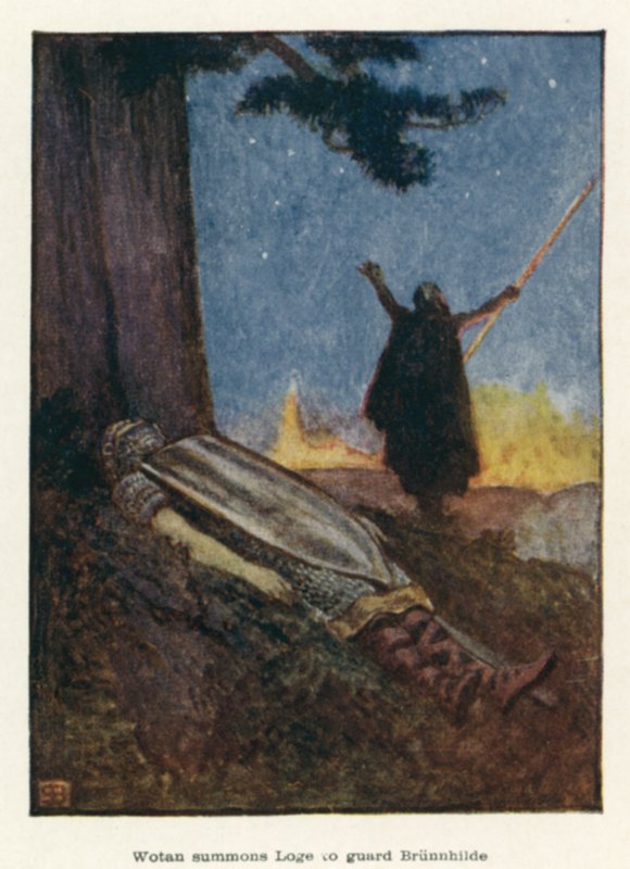 Wotan summons Loge to guard Brunnhilde  by John Byam Liston Shaw