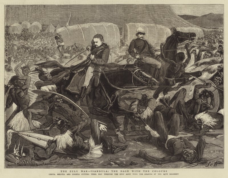 Zulu Savaşı, Isandula, Renkli Çizgi by John Charles Dollman