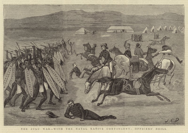 Zulu Savaşı, Natal Yerli Koşullu, Subay Tatbikatı by John Charles Dollman