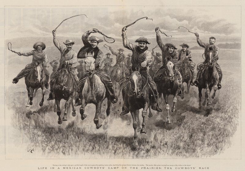 Prairies'deki Meksikalı Kovboy Kampında Yaşam, Kovboyların Yarışı by John Charlton