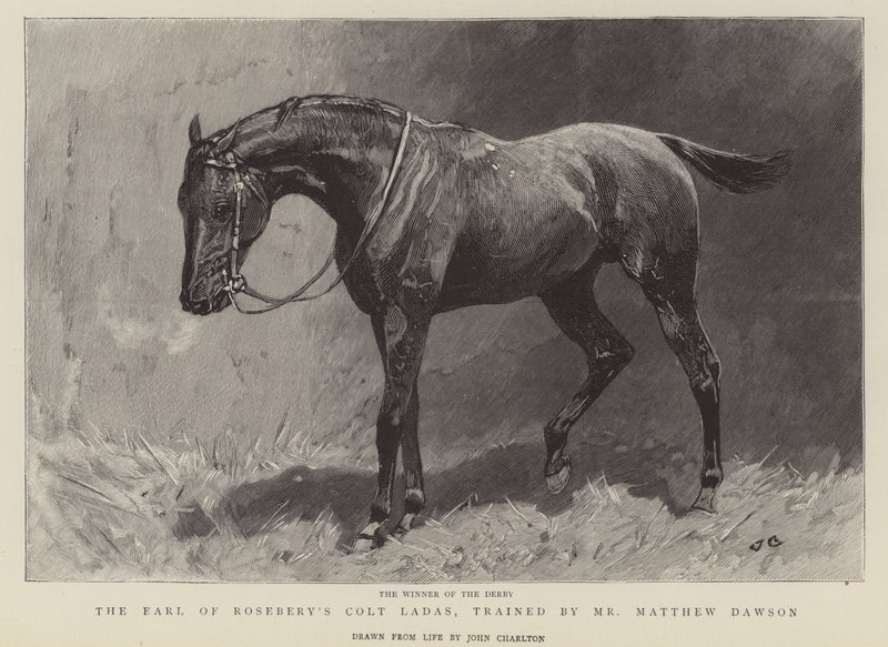 Derbinin galibi Rosebery Kontu Colt Ladas, Bay Matthew Dawson tarafından eğitildi by John Charlton