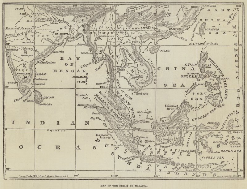 Malacca Boğazı Haritası by John Dower