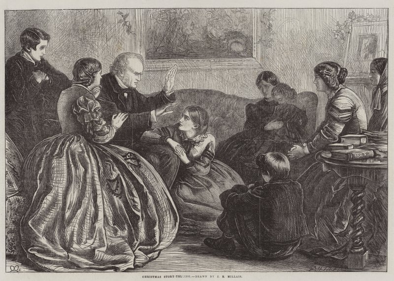 Christmas Story-Telling  by John Everett Millais