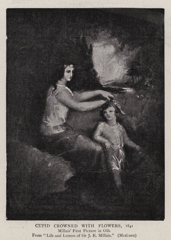 Çiçeklerle taçlandırılmış aşk tanrısı, 1841 by John Everett Millais