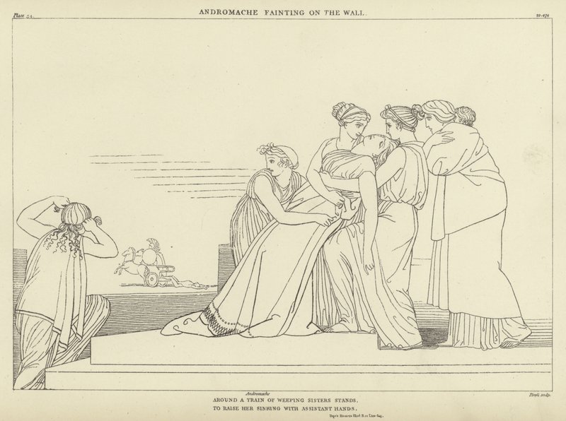 Duvarda bayılan Andromache by John Flaxman