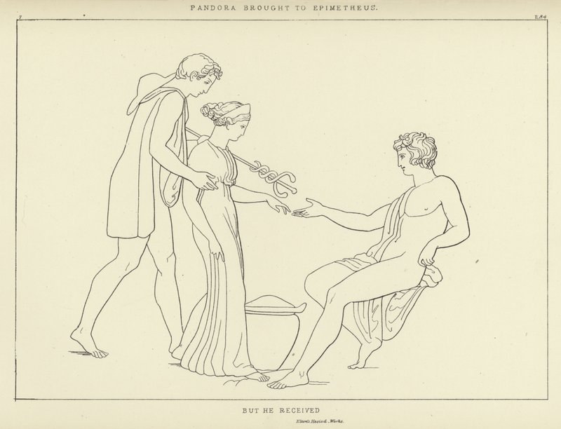 Pandora brought to Epimetheus  by John Flaxman
