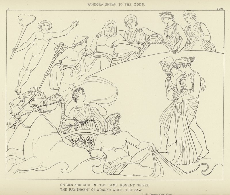 Tanrılara gösterilen Pandora by John Flaxman