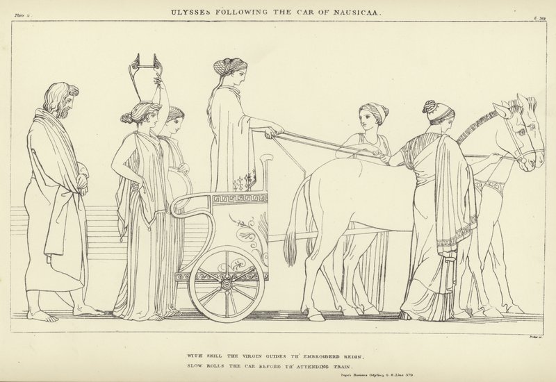 Ulysses following the car of Nausicaa  by John Flaxman