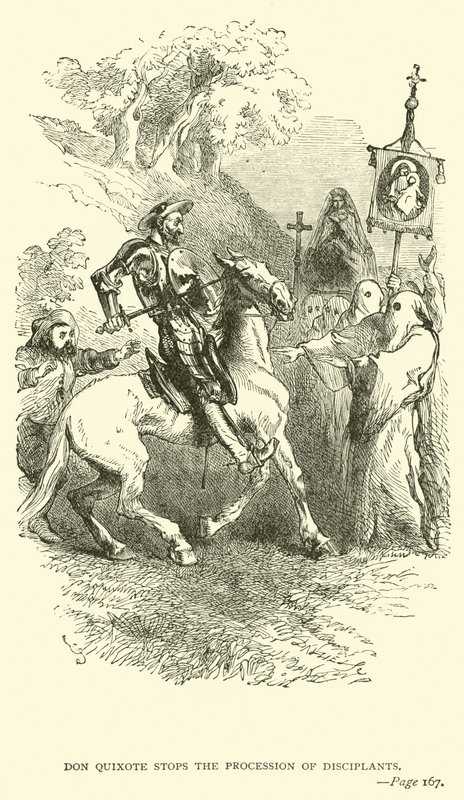 Don Quixote stops the Procession of Disciplants  by John Gilbert