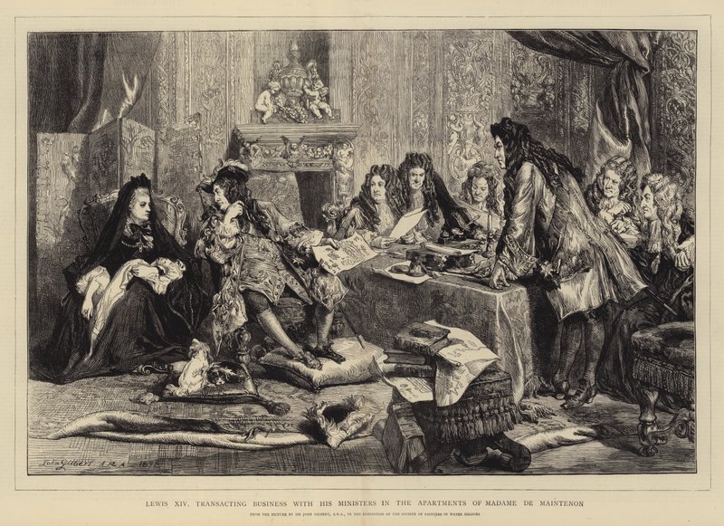 Louis XIV, Madame de Maintenon Dairelerinde Bakanlarıyla İş Yapıyor by John Gilbert