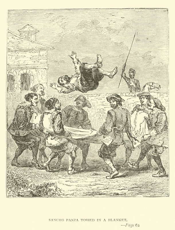 Sancho Panza battaniyeye atıldı by John Gilbert