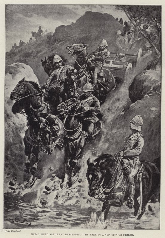 Natal Tarla Topçusu bir "Spruit" veya Akıntının Kıyısına iniyor (lito) by John (after) Charlton