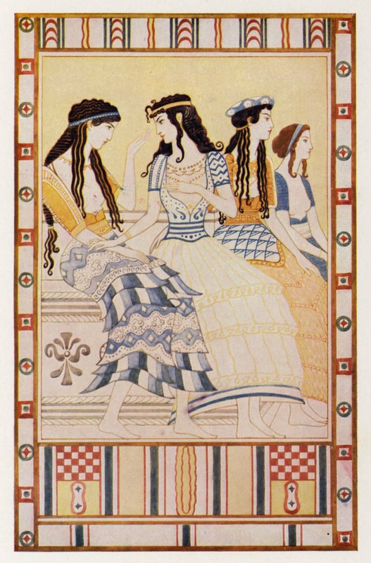 Minos Sarayı#39;nın Hanımları (renkli litho) by John (after) Duncan