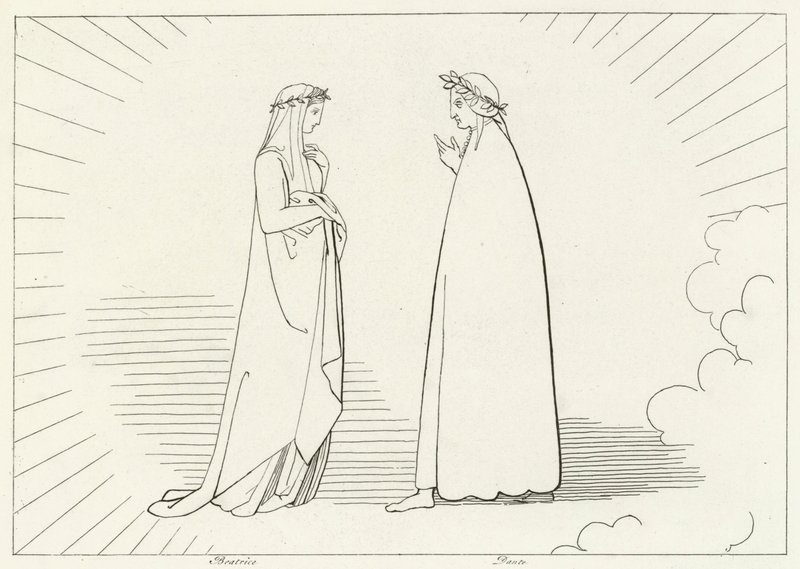 Beatrice ve Dante, Cennet, Canto 7 (gravür) by John (after) Flaxman