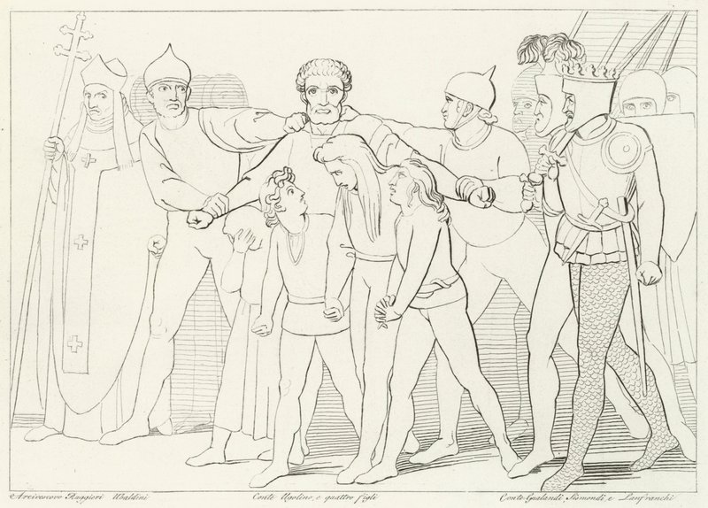 Kont Ugolino Ele Geçirildi, Cehennem, Canto 33 (gravür) by John (after) Flaxman