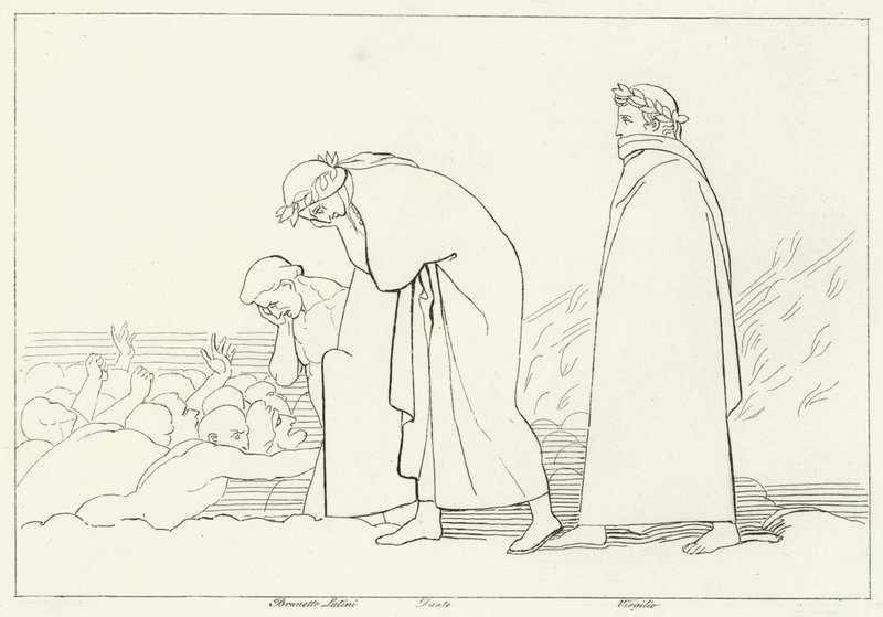 Dante Hocasıyla Söyleşi, Cehennem, Canto 15 (gravür) by John (after) Flaxman
