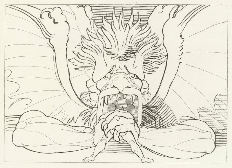 Dis veya Lucifer, Inferno, Canto 34 (gravür) by John (after) Flaxman