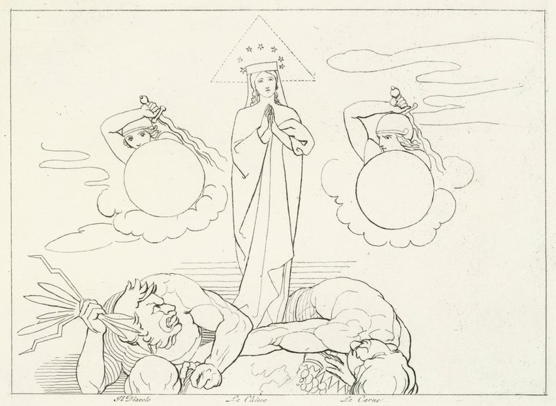 Kilise Militanı, Cennet, Canto 25 (gravür) by John (after) Flaxman